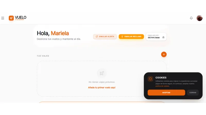 VueloCheck VH — Interfaz principal